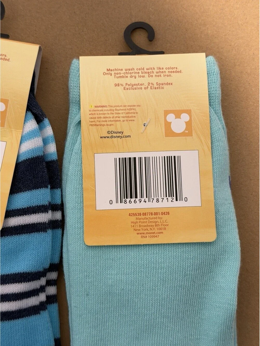Disney Stitch Socks 2 Pairs Sock Size 10-13 Crew Socks